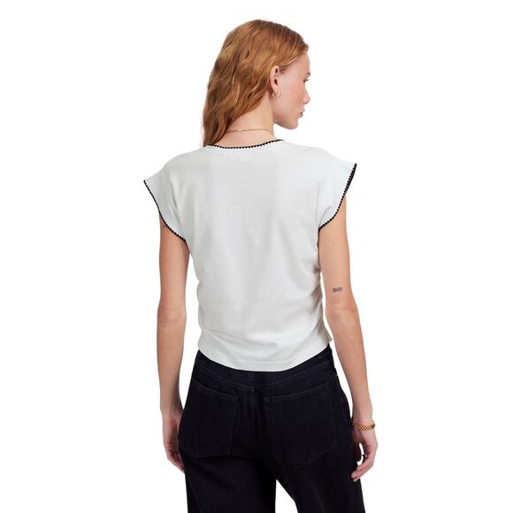 Madewell White Cinched Muscle Tee XXL NWT Cotton Tencel Crewneck Top - Picture 3 of 9
